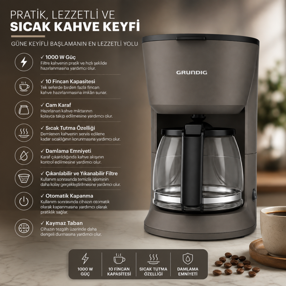 GRUNDIG KM 4410 G FİLTRE KAHVE MAKİNESİ