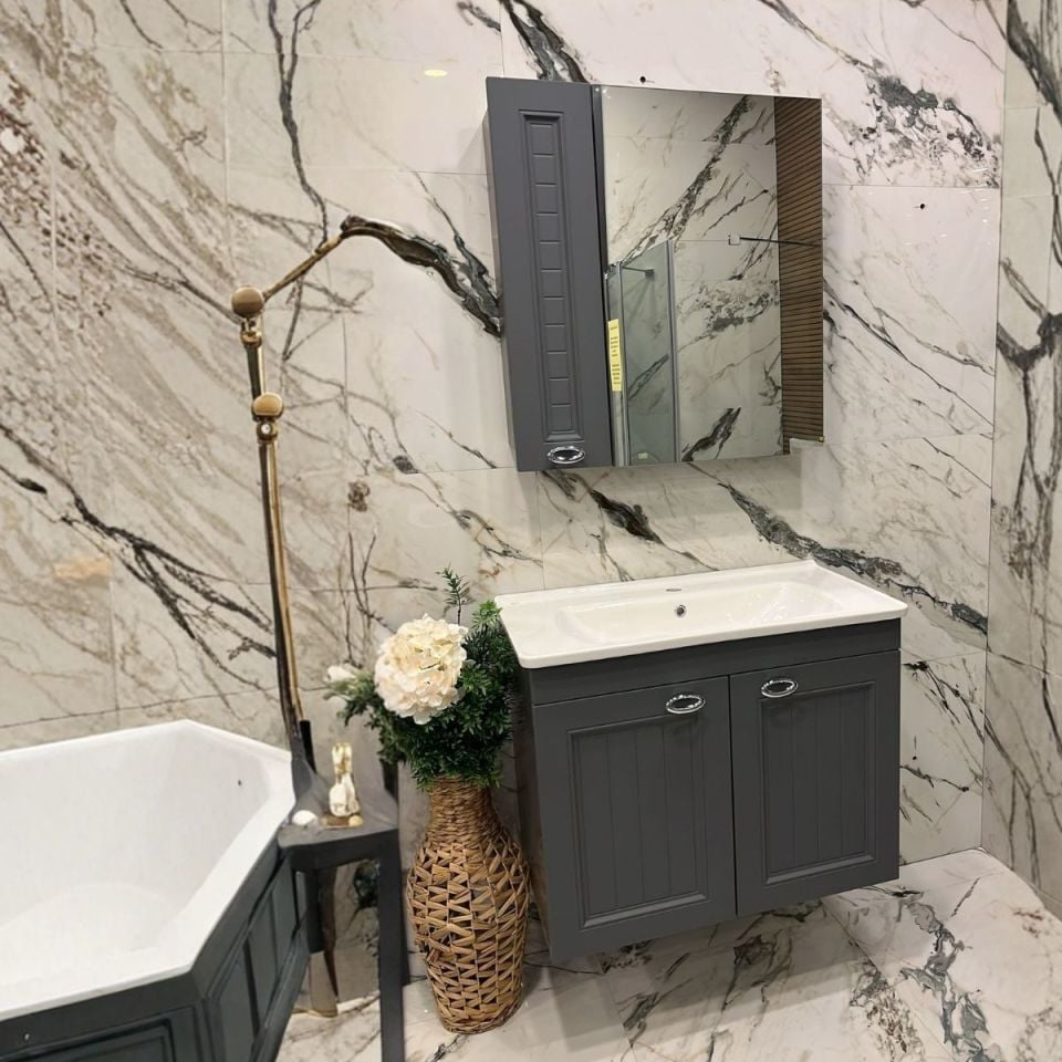 BANYO DOLABI 80 CM ANTRASİT SATEN