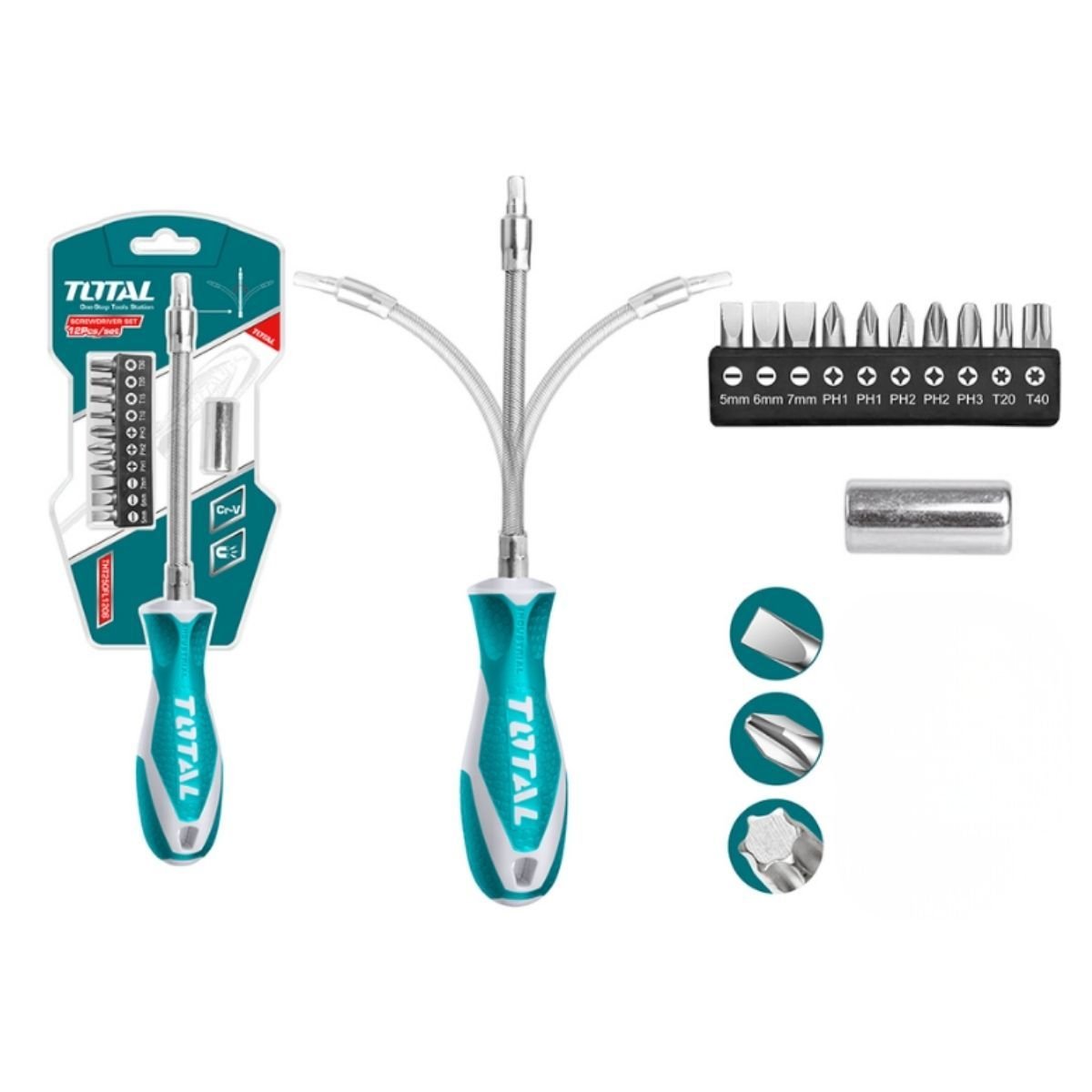 TOTAL ESNEK MİL TORNAVİDA SETİ 12 PARÇA THT250FL1206