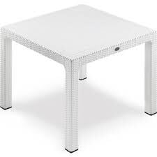 MASA 90X90 RATTAN GOLD CAMLI BEYAZ