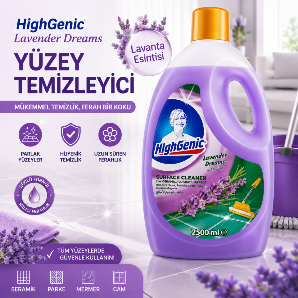 HİGHGENİC YÜZEY TEMİZLEYİCİ LAVANTA RÜYASI 2500 ML
