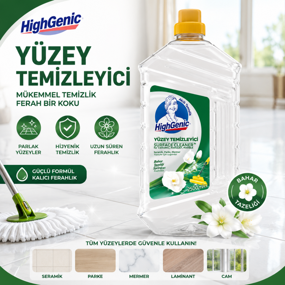 HİGHGENİC YÜZEY TEMİZLEYİCİ BEYAZ SABUN 2500 ML