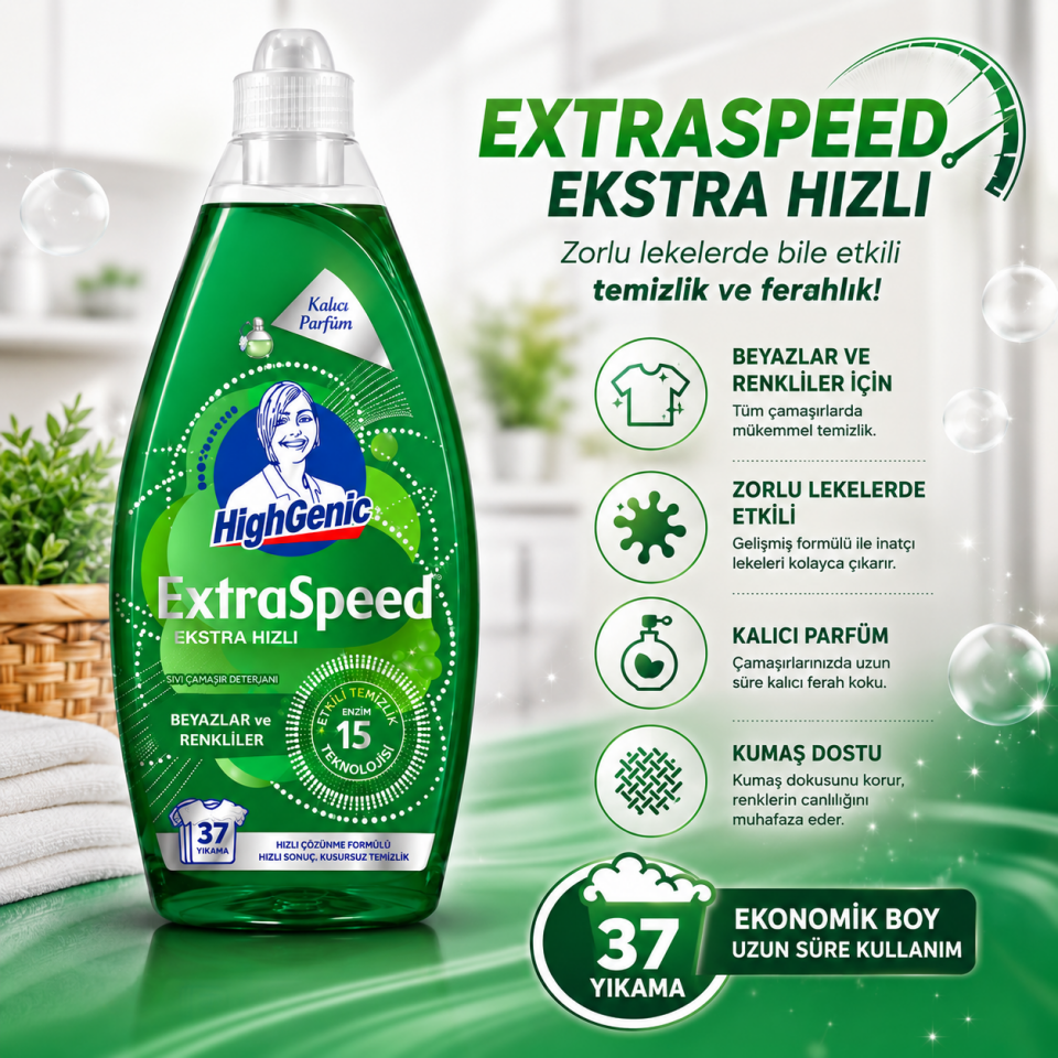 HİGHGENİC SIVI ÇAMAŞIR DETERJANI RENKLİ-BEYAZ 1480 ML