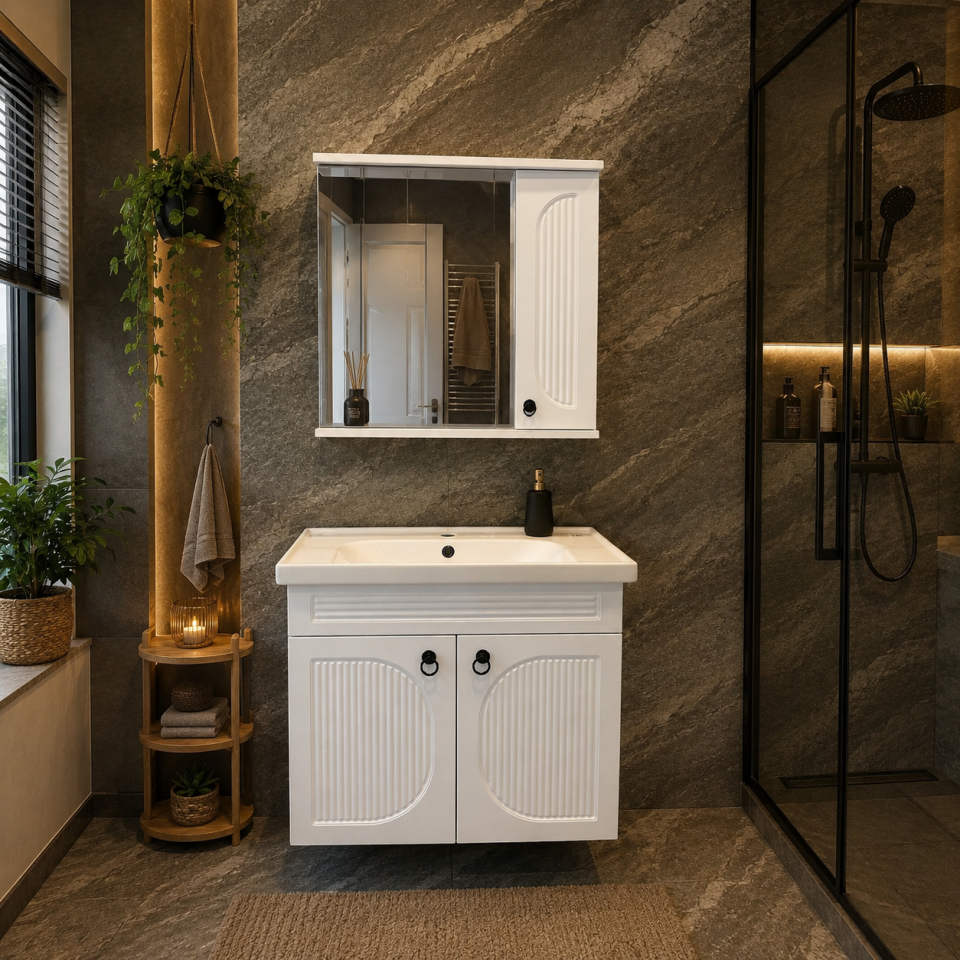 BANYO DOLABI 80 CM SOFT BEYAZ