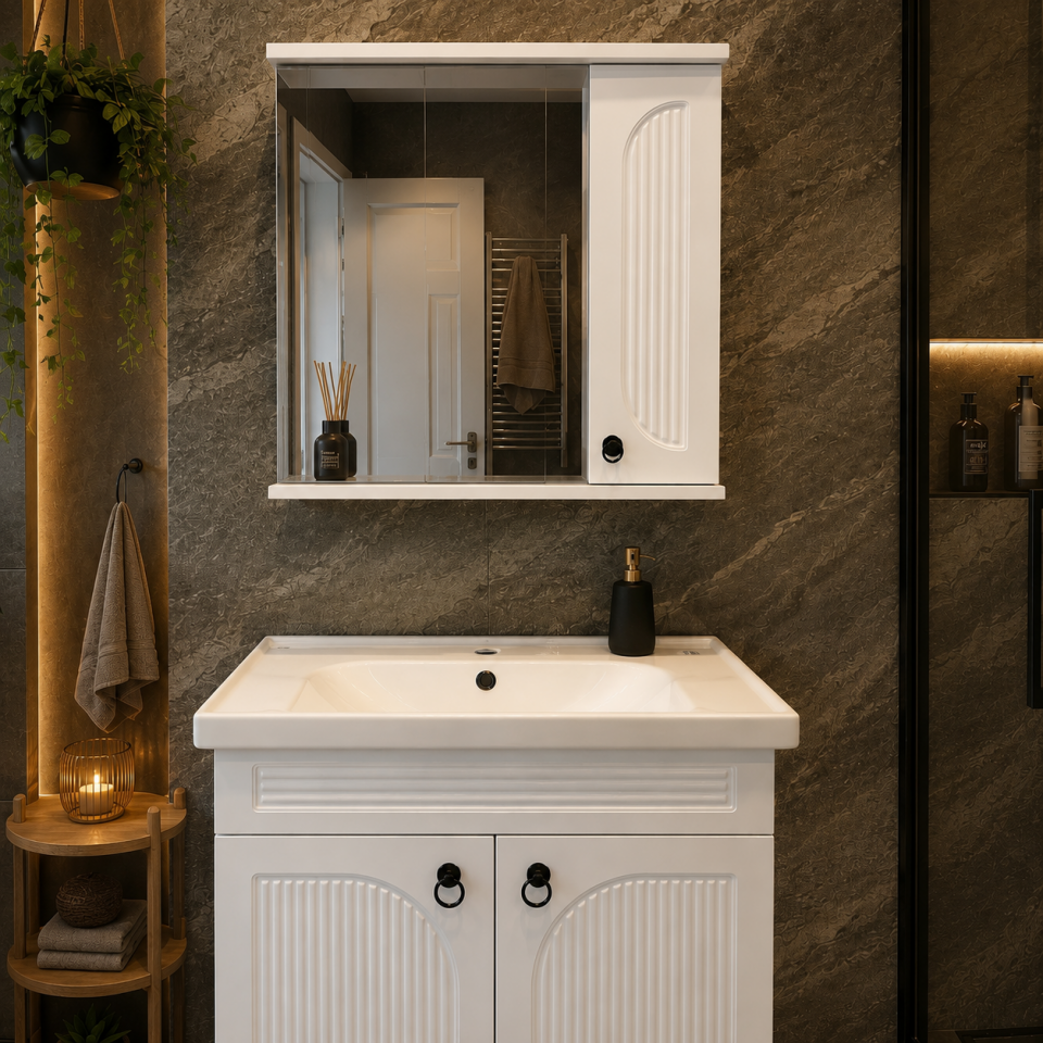 BANYO DOLABI 80 CM SOFT BEYAZ