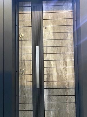 ÇELİK KAPI HK-55 ÇİFT FİTİL LAMİNANT GRİ 4621-SAĞ