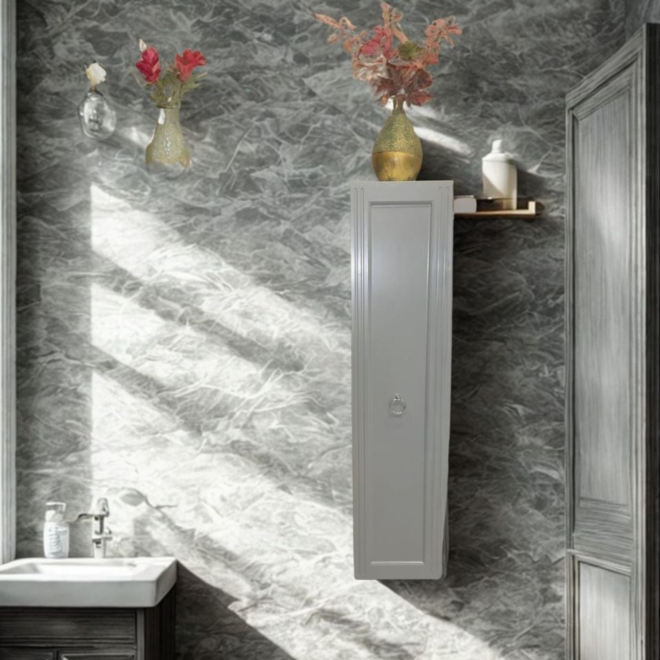 BANYO DOLABI BOY İNOX SATEN GRİ