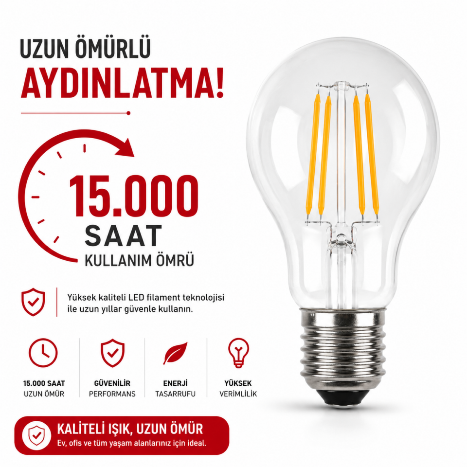 HELİOS RUSTİK ŞEFFAF AMPÜL 8 W BEYAZ HS-2090