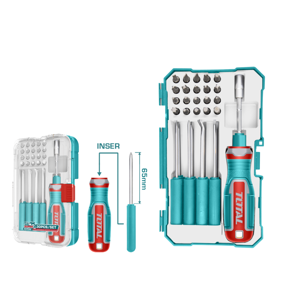 TOTAL 30 PARÇA BİTS UÇ TORNAVİDA SETİ TACSD30306