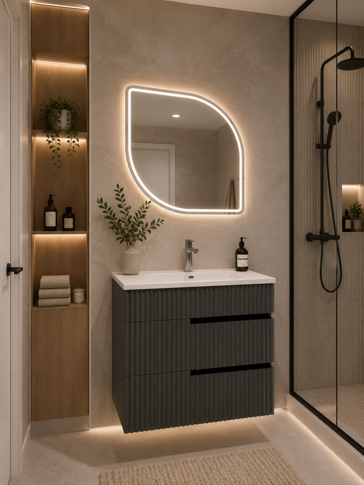 SERAMİKSAN BANYO DOLABI 80 CM DROP ANTRASİT