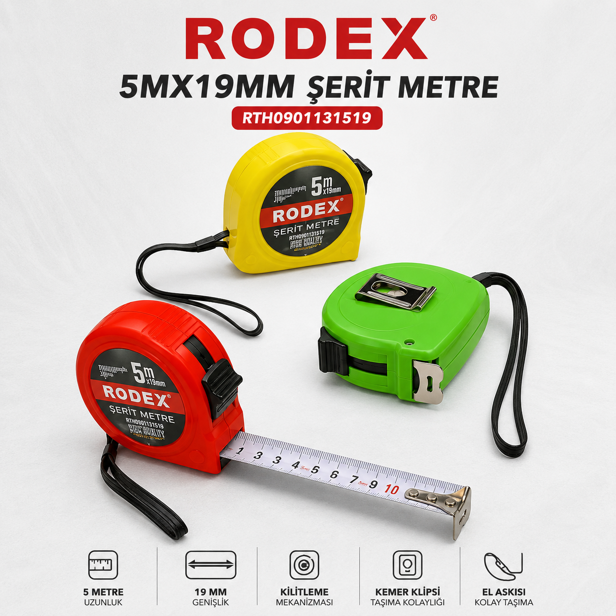 RODEX 5MX19MM ŞERİT METRE RTH0901131519