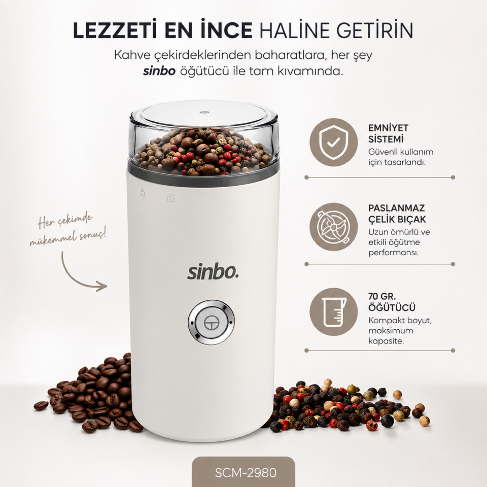 SINBO KAHVE VE BAHARAT ÖĞÜTÜCÜ SCM 2980