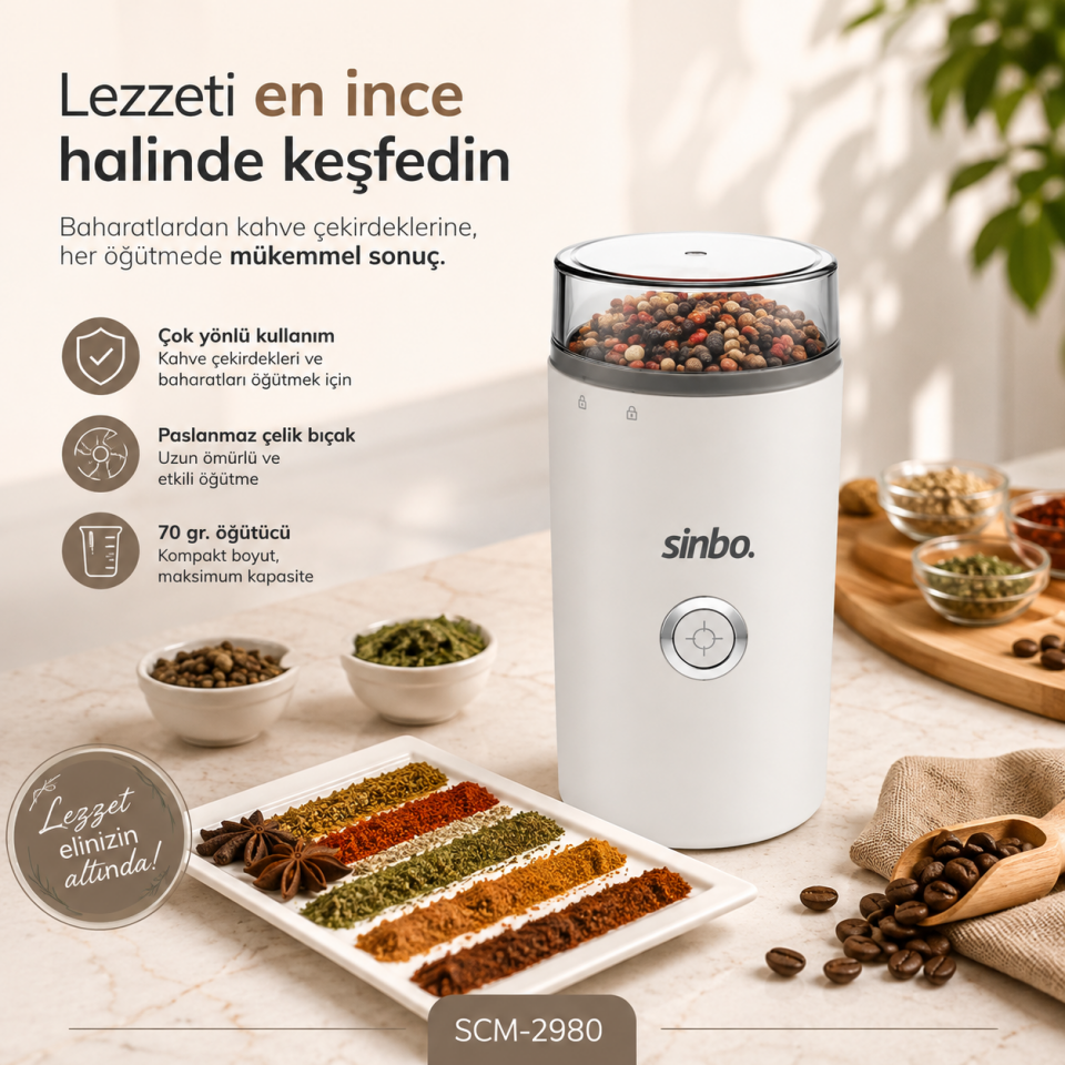 SINBO KAHVE VE BAHARAT ÖĞÜTÜCÜ SCM 2980
