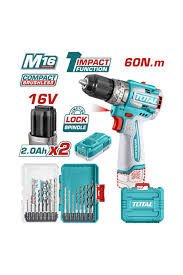 TOTAL DARBELİ MATKAP VE UÇ SETİ 16V TOSLI241199E
