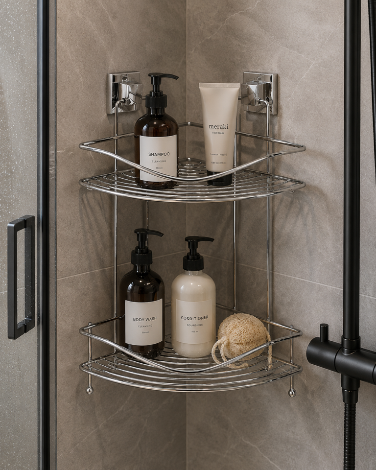 TEKNO-TEL İKİ KATLI BANYO KÖŞE RAFI PASLANMAZ BK082