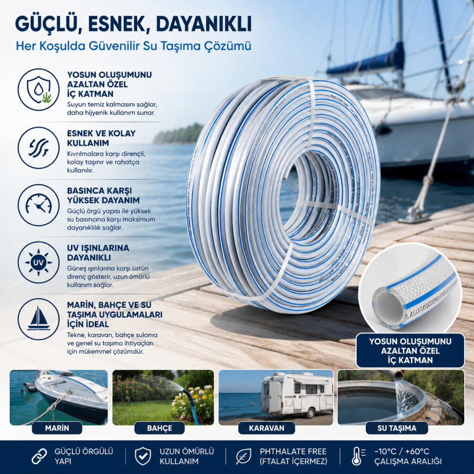 GÜVEN PLASTİK 1/2 MARİN HORTUM 100 MT