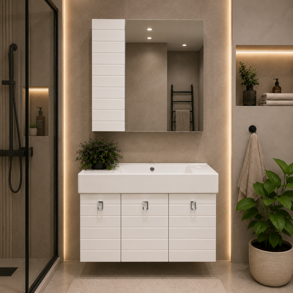 BANYO DOLABI 80 CM BUSE BEYAZ