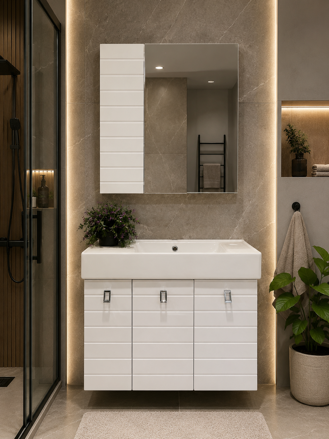 BANYO DOLABI 80 CM BUSE BEYAZ