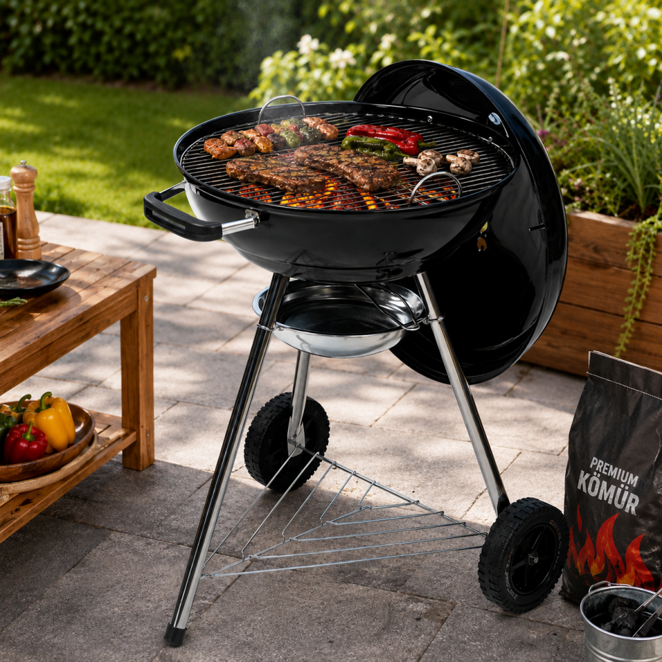 SET&GO 47 AYAKLI YUVARLAK KÖMÜRLÜ BARBEKÜ SİYAH