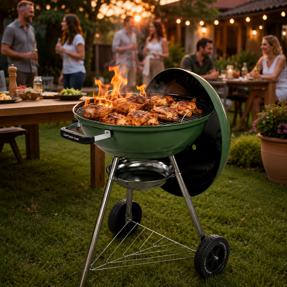 SET&GO 47 AYAKLI YUVARLAK KÖMÜRLÜ BARBEKÜ MAT YEŞİL