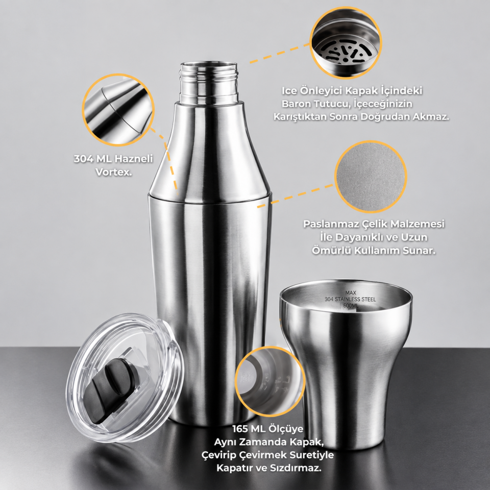 PRİMANOVA ÇOK AMAÇLI KOKTEYL SHAKER 650 ML D-BRN001