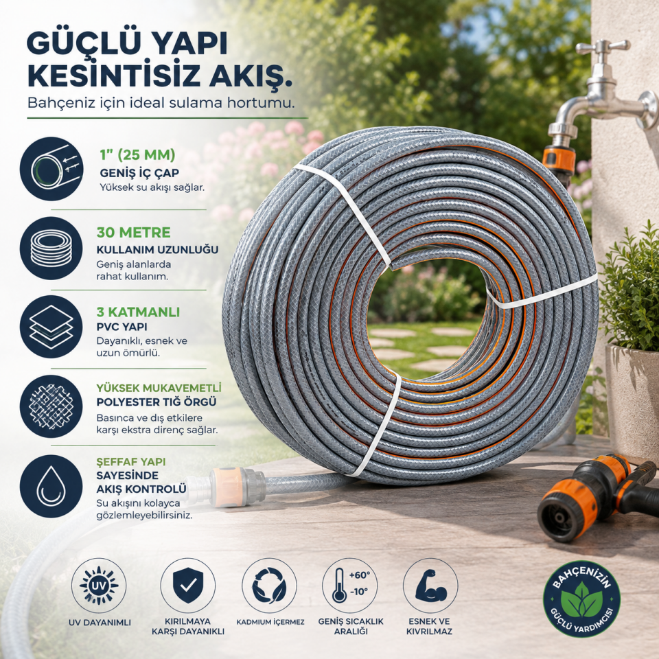 GÜVEN PLASTİK 1 ULTRA ŞEFFAF HORTUM 30 MT