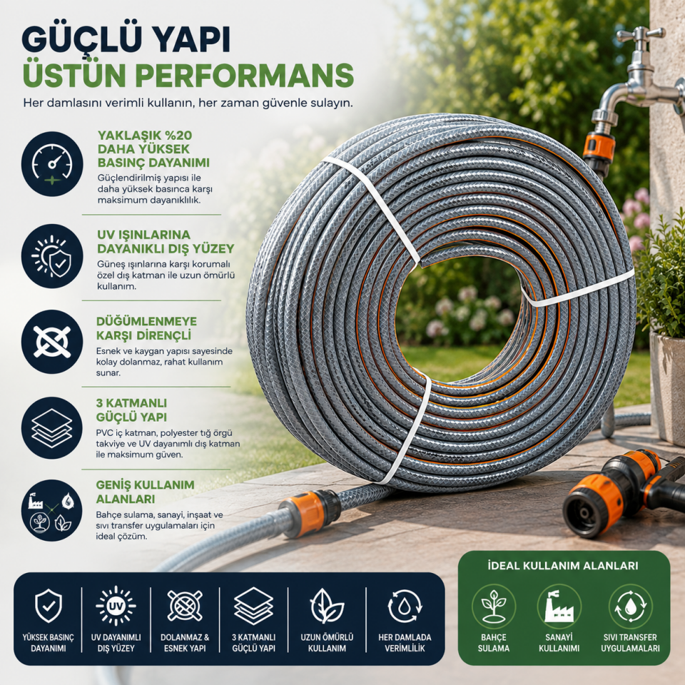 GÜVEN PLASTİK 1 ULTRA ŞEFFAF HORTUM 35 MT