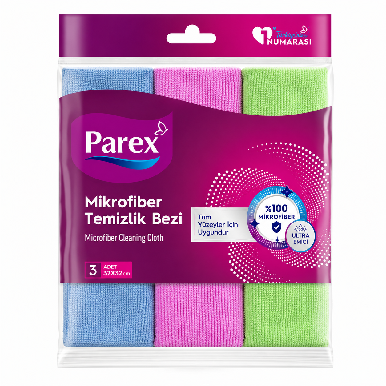 PAREX MİKROFİBER TEMİZLİK BEZİ 3 LÜ