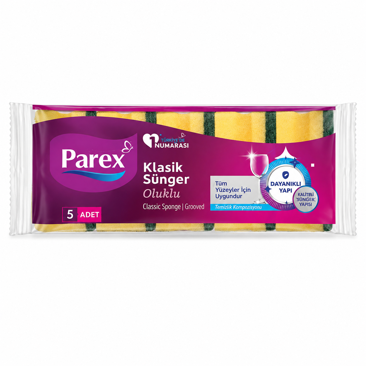 PAREX KLASİK YEŞİL OLUKLU SÜNGER 5 Lİ