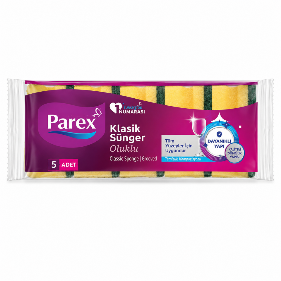 PAREX KLASİK YEŞİL OLUKLU SÜNGER 5 Lİ