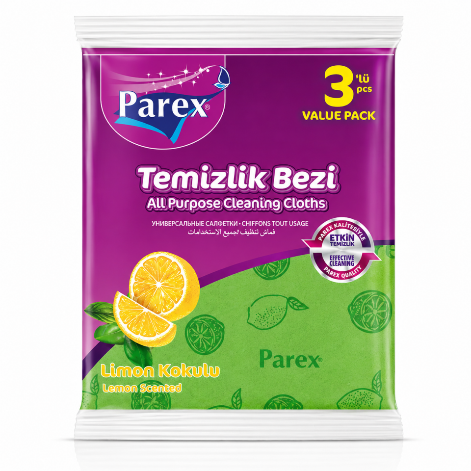 PAREX LİMON KOKULU TEMİZLİK BEZİ 3 LÜ