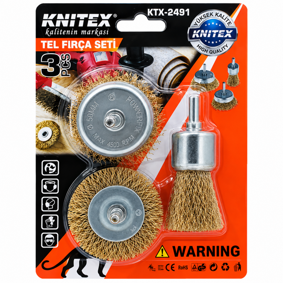 KNITEX SAÇAKLI TEL FIRÇA SET 3 LÜ KTX-2491