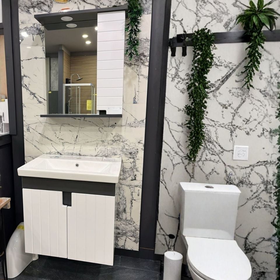 BANYO DOLABI 65 CM BEYAZ+ANTRASİT