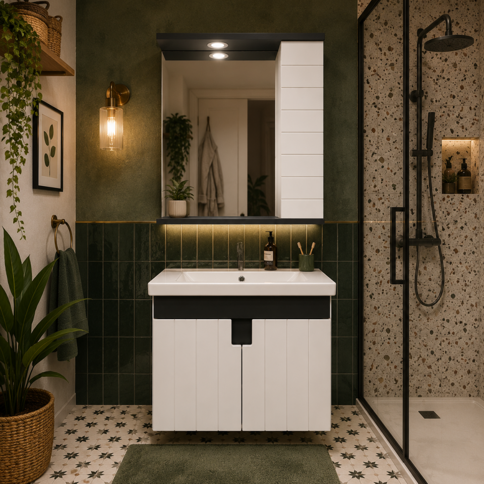 BANYO DOLABI 65 CM BEYAZ+ANTRASİT