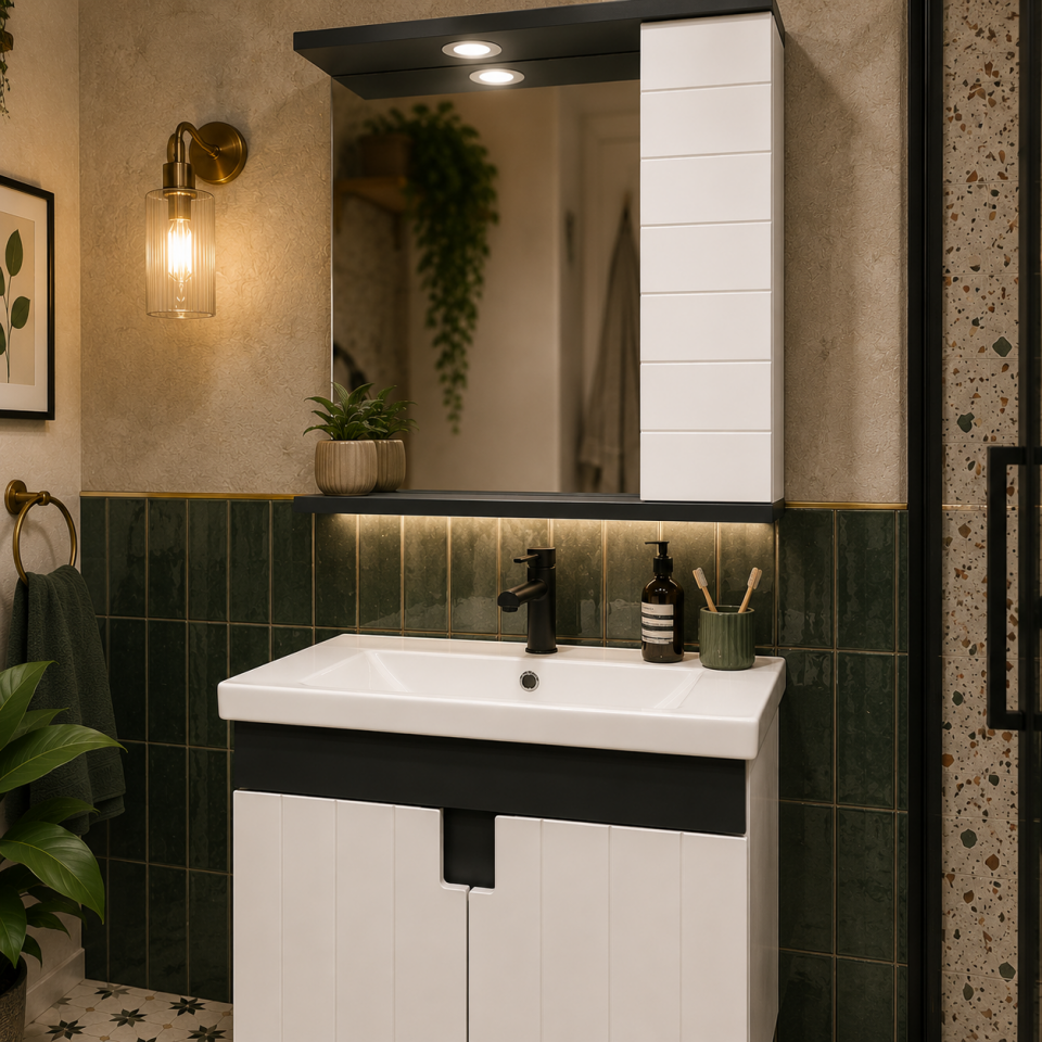 BANYO DOLABI 65 CM BEYAZ+ANTRASİT