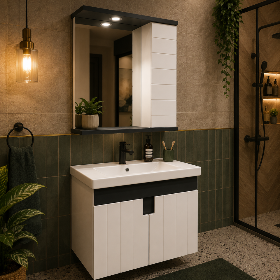 BANYO DOLABI 65 CM BEYAZ+ANTRASİT