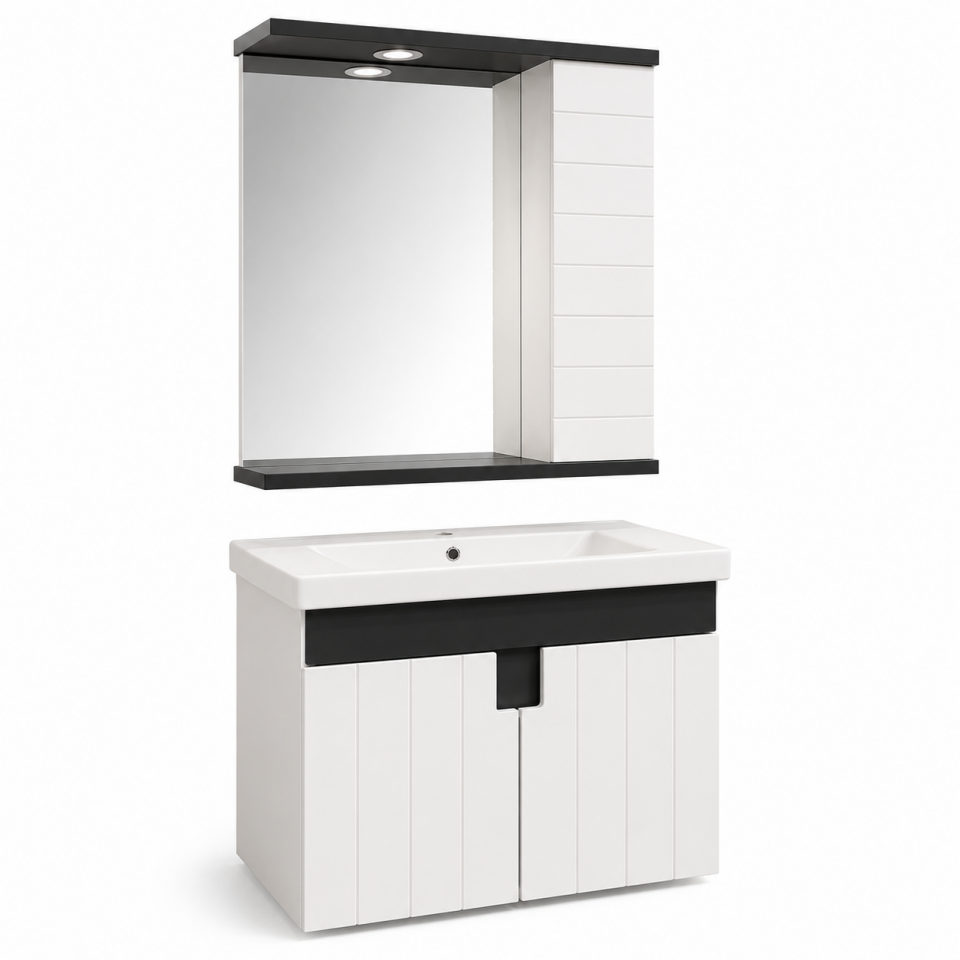 BANYO DOLABI 65 CM BEYAZ+ANTRASİT