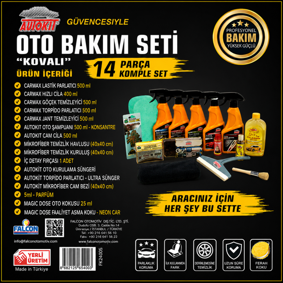 AUTOKIT OTO BAKIM SETİ KOVALI 14 PARÇA FA2-1390
