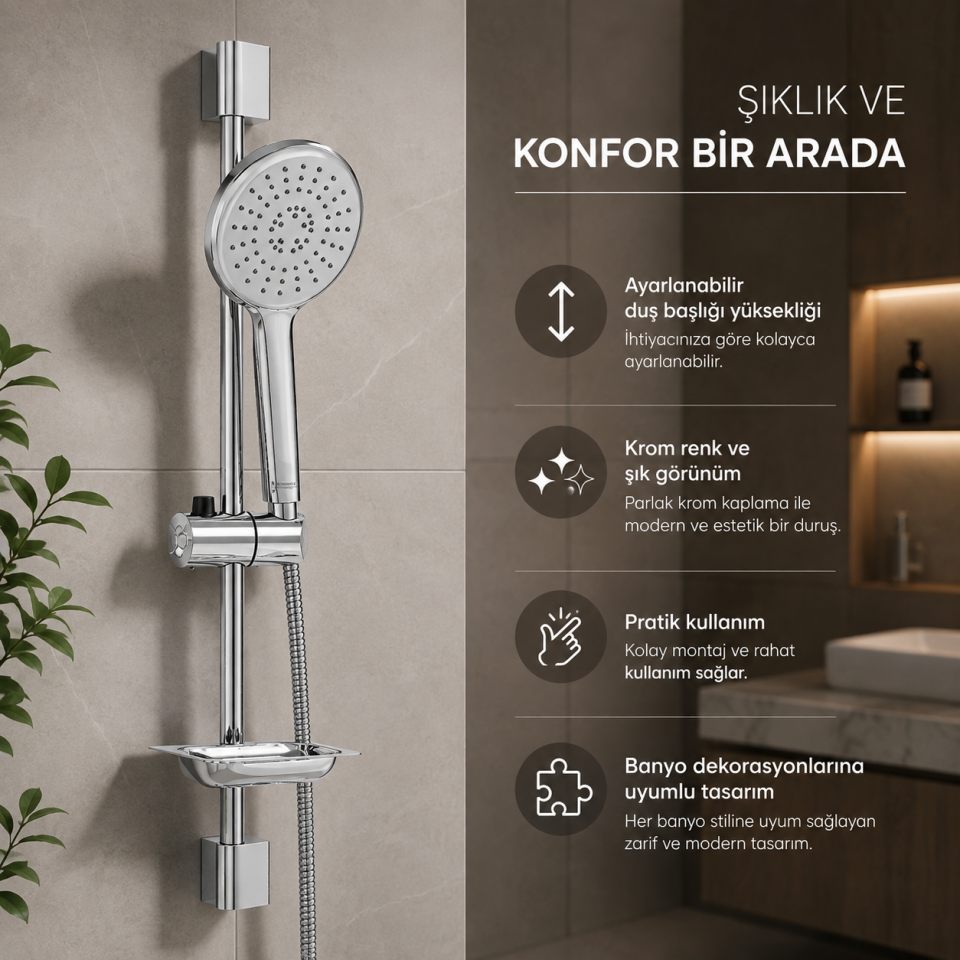 DIAMOND ZEUS KROM SÜRGÜLÜ DUŞ SETİ