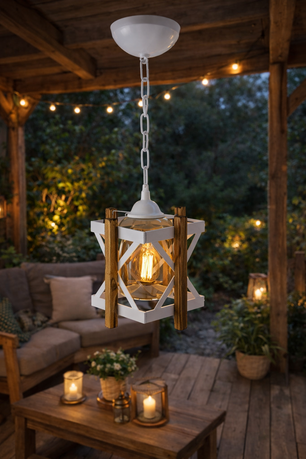 AVİZE AHŞAP TEKLİ BEYAZ