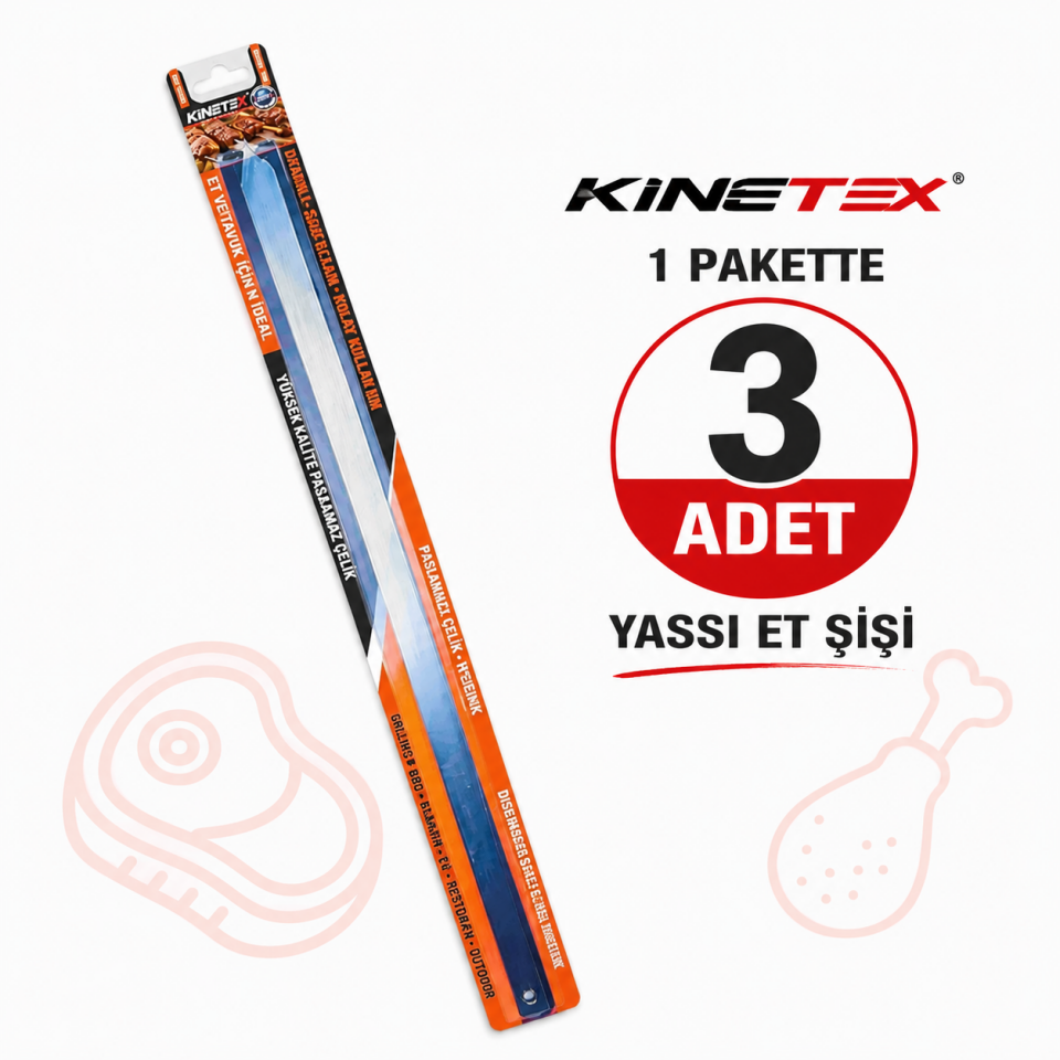 KINETEX METAL KARE ET ŞİŞ 50 CM KTX-2996
