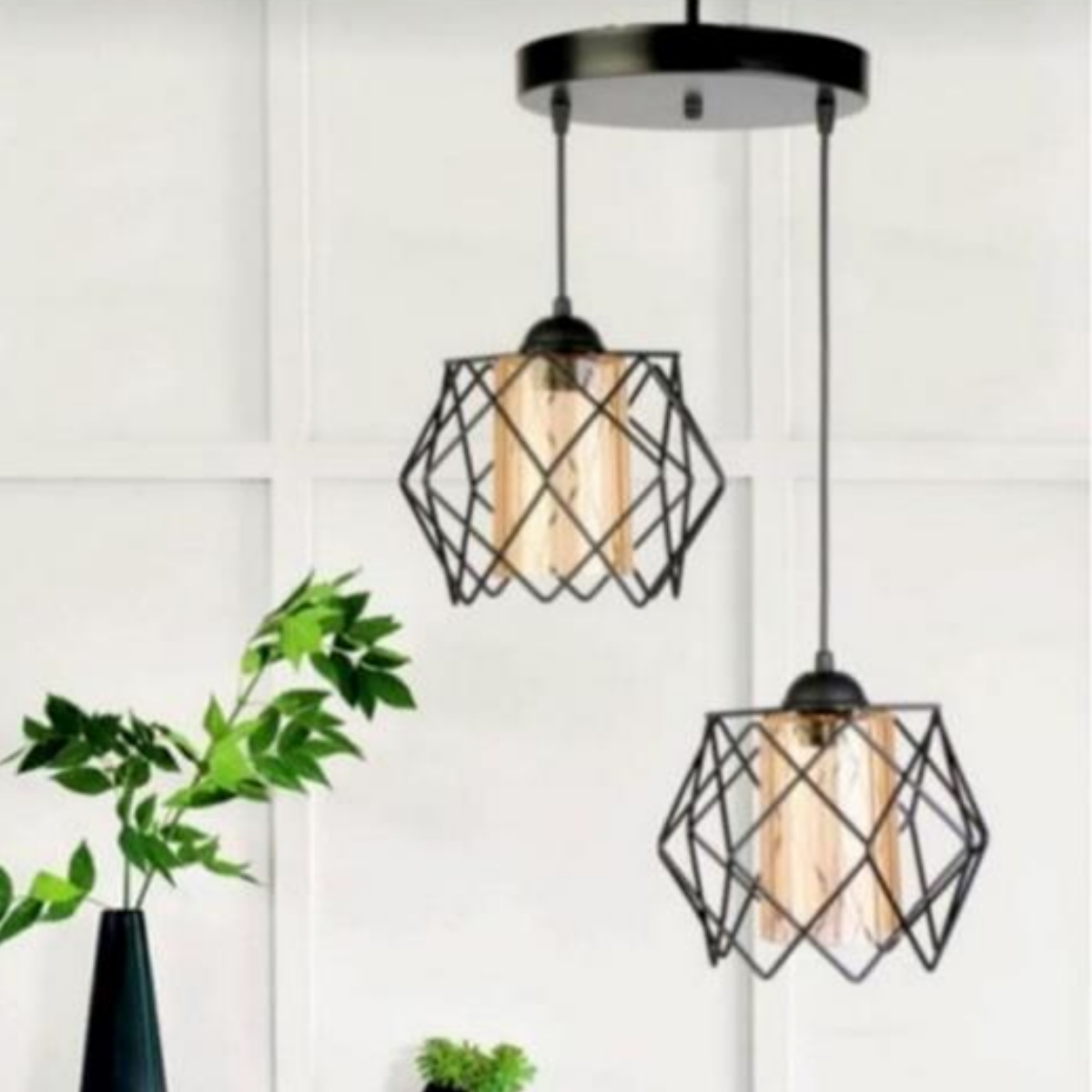 AVİZE PRİZMA SİYAH CAMLI İKİLİ