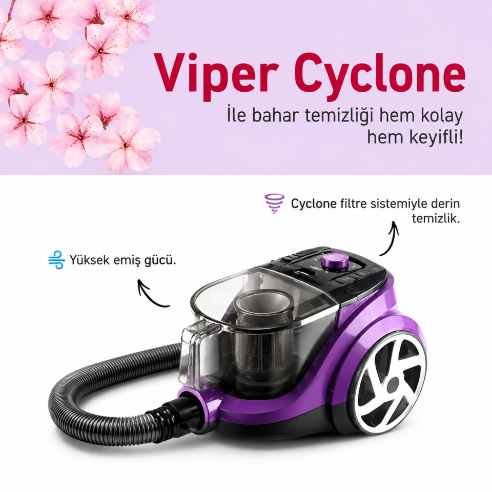 VIPER CYCLONE FİLTRELİ ELEKTİRİKLİ SÜPÜRGE SR-5210