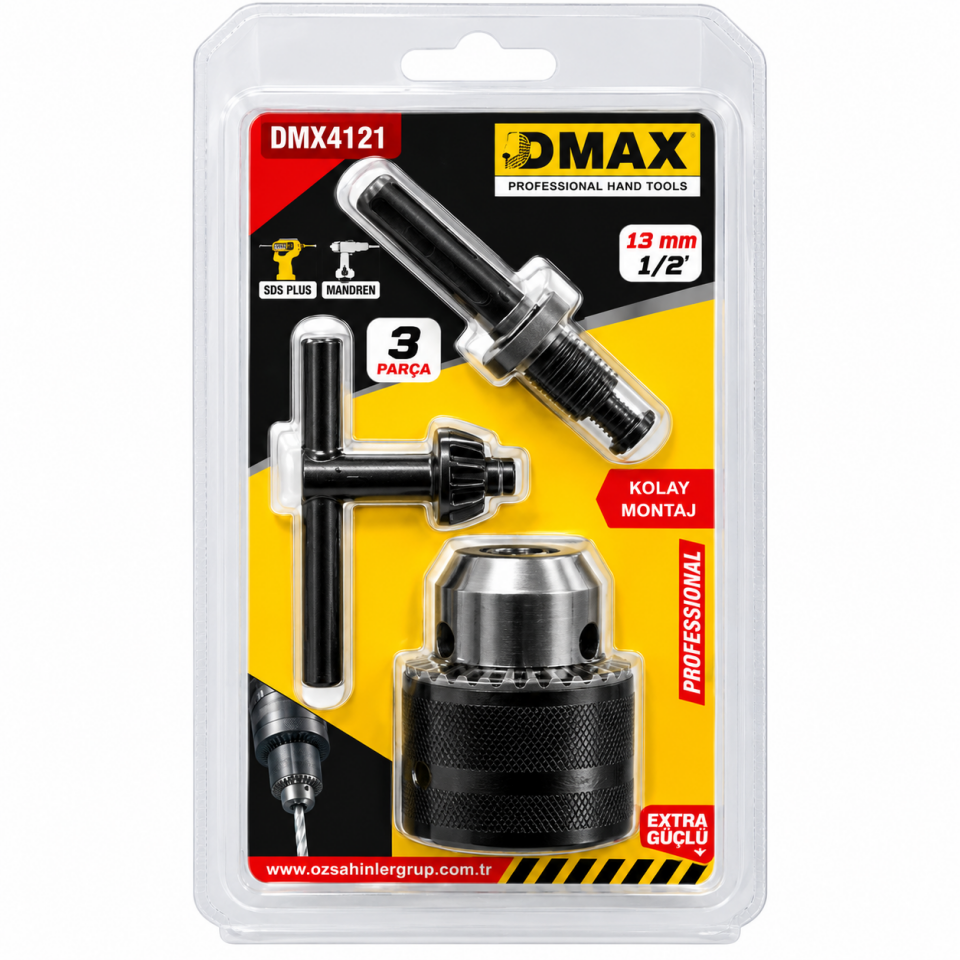 DMAX MANDREN ANAHTAR VE ASAPTÖRÜ 3 PARÇA DMX4121