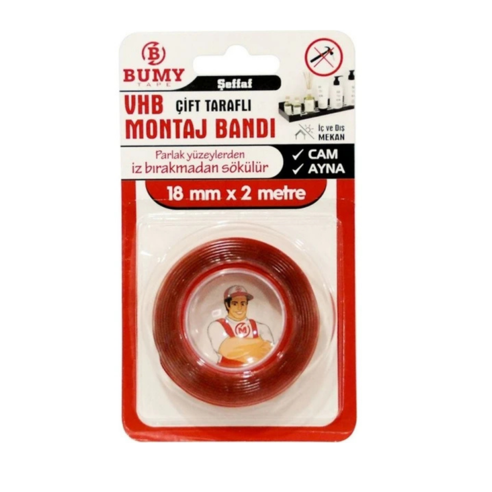 BUMY VHB MONTAJ BANDI ŞEFFAF 18MMX2MT