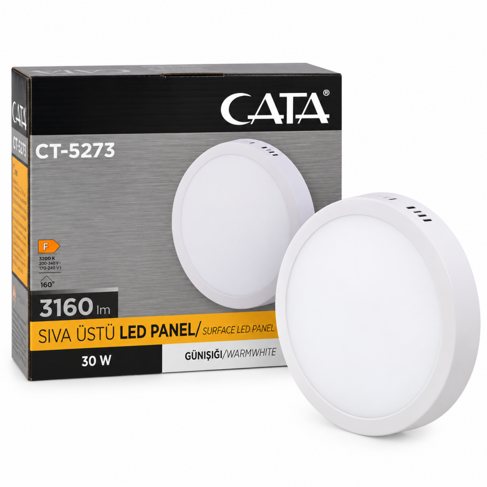 CATA SIVA ÜSTÜ LED PANEL YUVARLAK BEYAZ 30W CT-5273