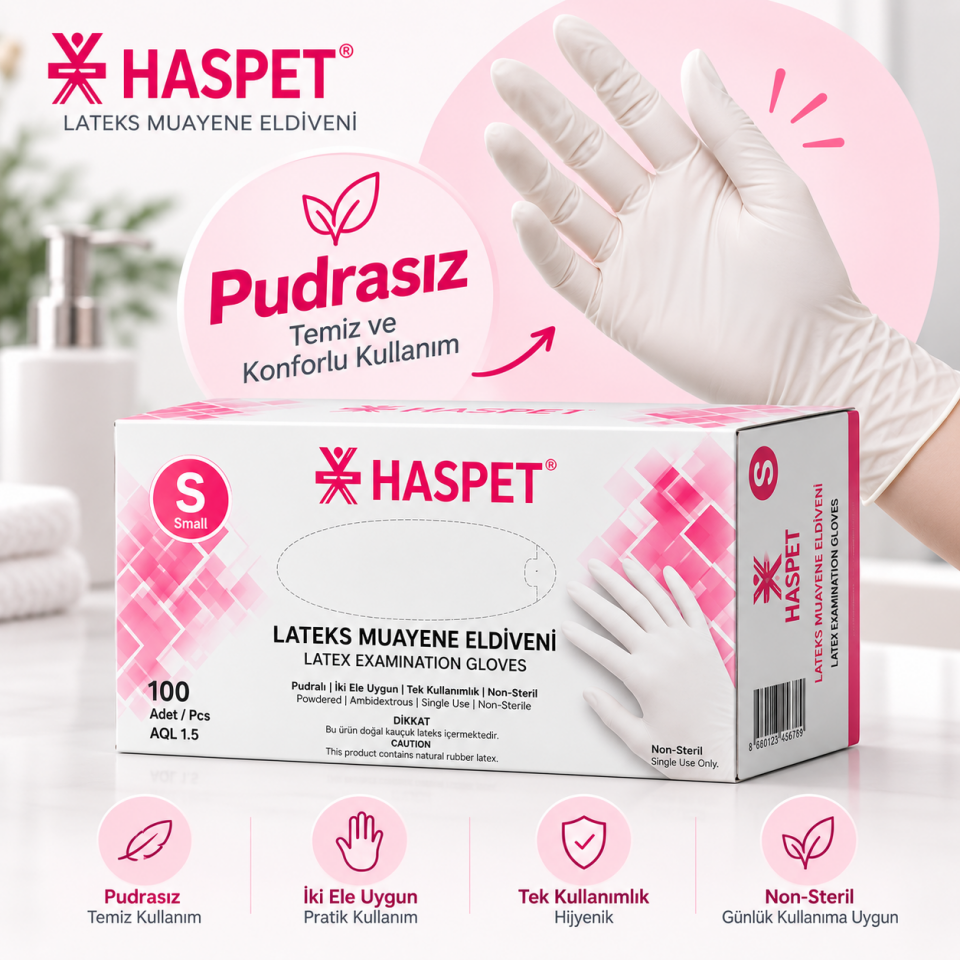 HASPET LATEKS PUDRASIZ MUAYENE ELDİVENİ SMALL