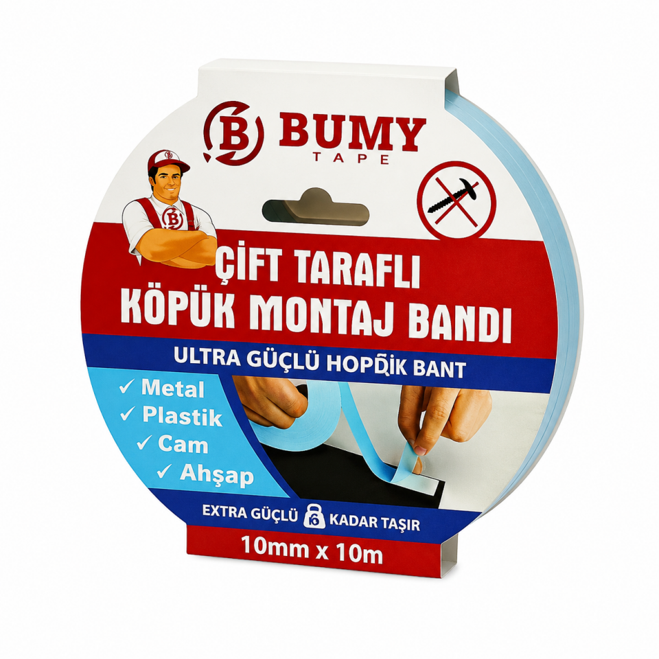BUMY ÇİFT TARAFLI KÖPÜK MONTAJ BANDI 19MMX10M BEYAZ
