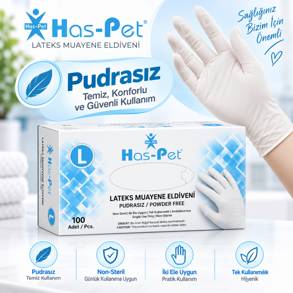 HASPET LATEKS PUDRASIZ MUAYENE ELDİVENİ LARGE