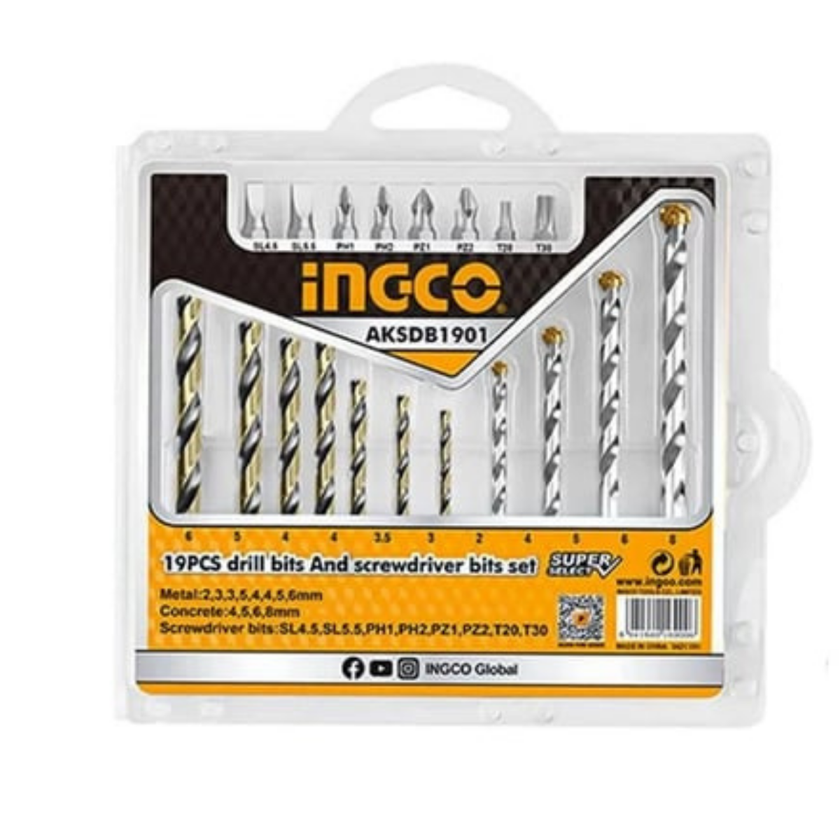 İNGCO 19LU MATKAP UCU VE VİDA SETİ AKSDB1901